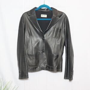 Shari’s Place Black Leather Blazer Jacket Size 10